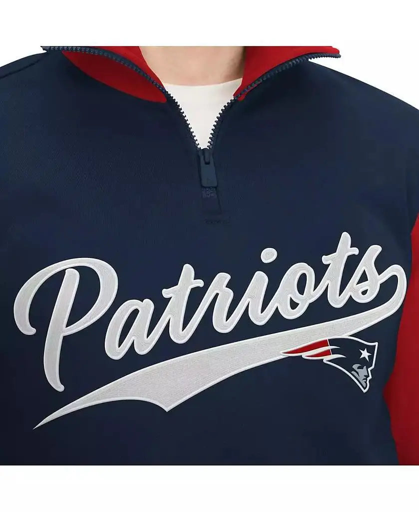 Tommy Hilfiger | Men's Navy, Red New England Patriots Aiden Quarter-Zip Top