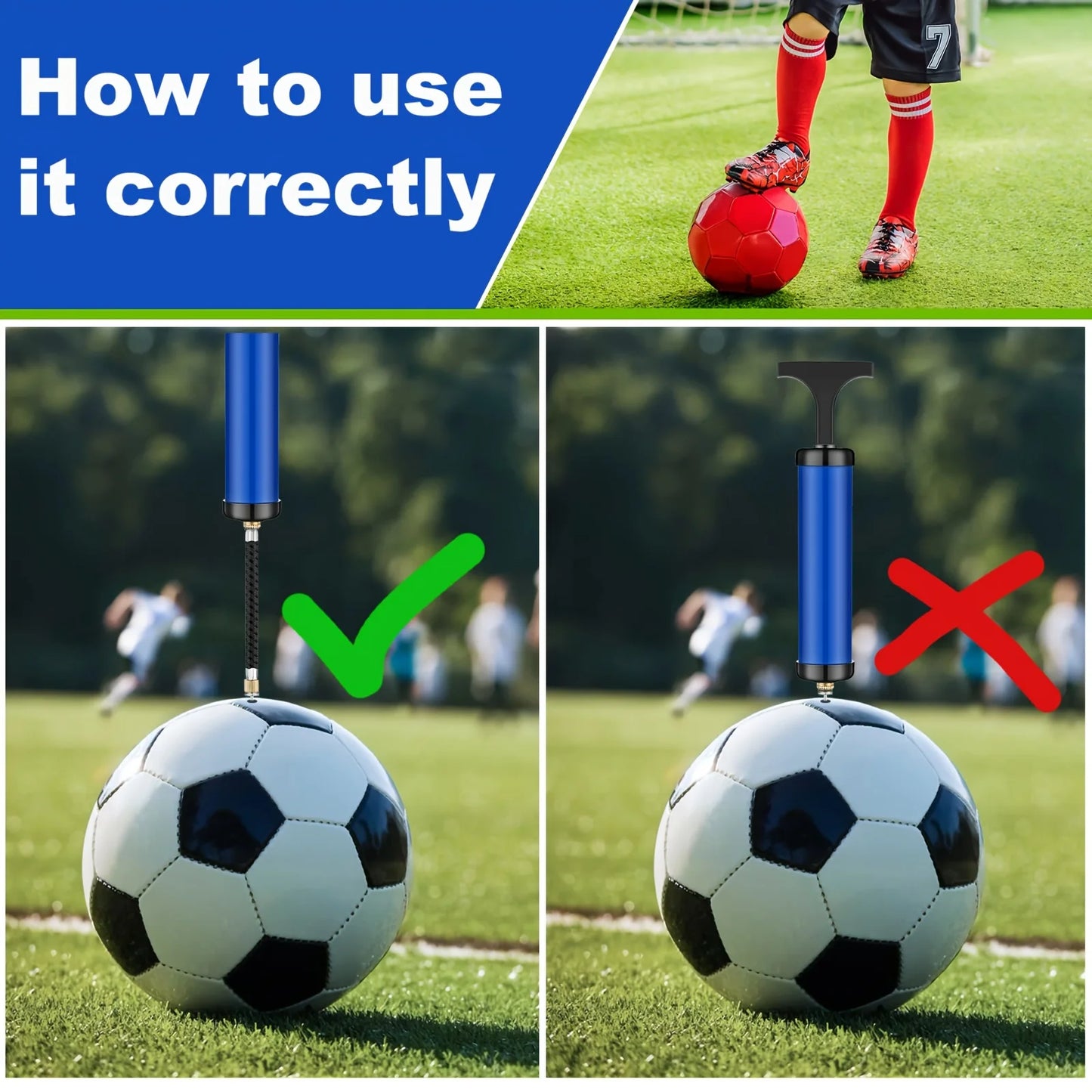 1 Pc Portable Multifunctional Ball Pump With Needle And Nozzle, Ball Inflator
