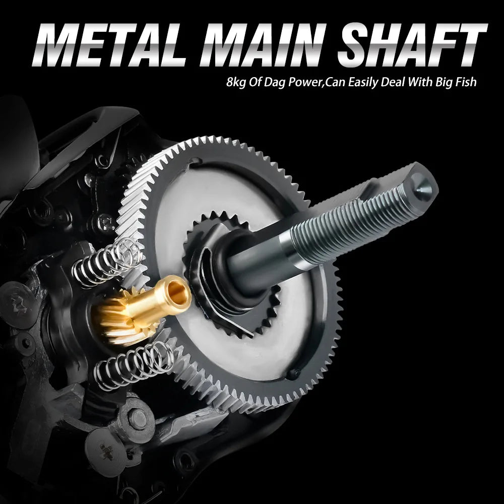 Baitcasting Reel 7.2:1 Gear Ratio 5+1BB Bearings Drag Alarm Long Cast Anti-Tangle