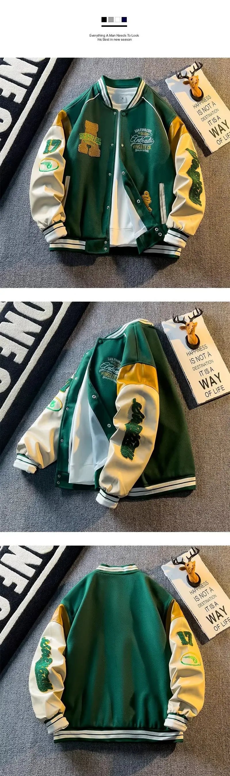 New Handsome Baseball Jackets for Men Spring and Autumn Trendy Brand Jackets