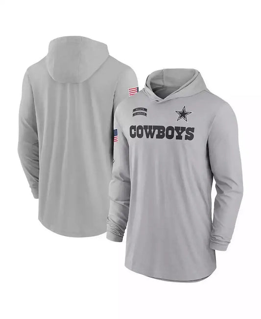 Nike | Men's Gray Dallas Cowboys 2024Long Sleeve Hooded T-Shirt