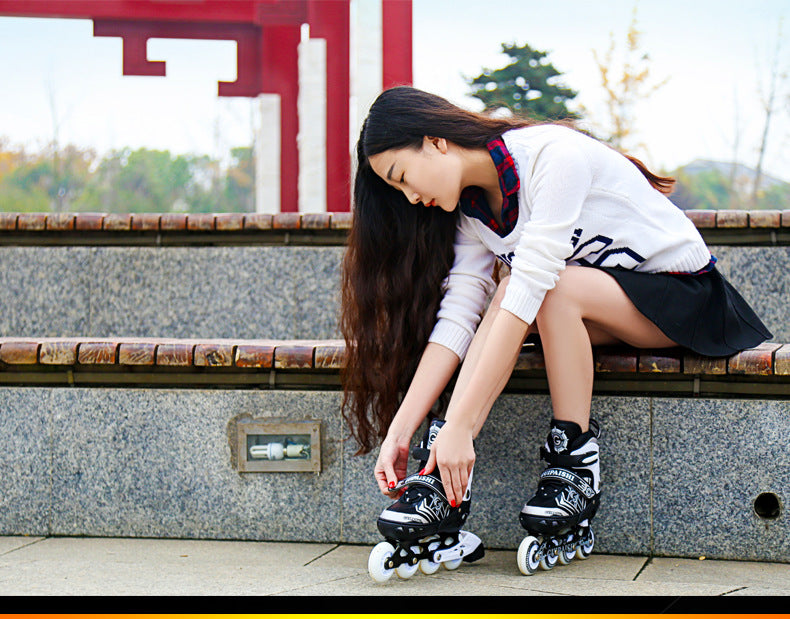 Adult the Skating Shoes Student Flash Adjustable Roller Skates  Foam Wheel Men and Women