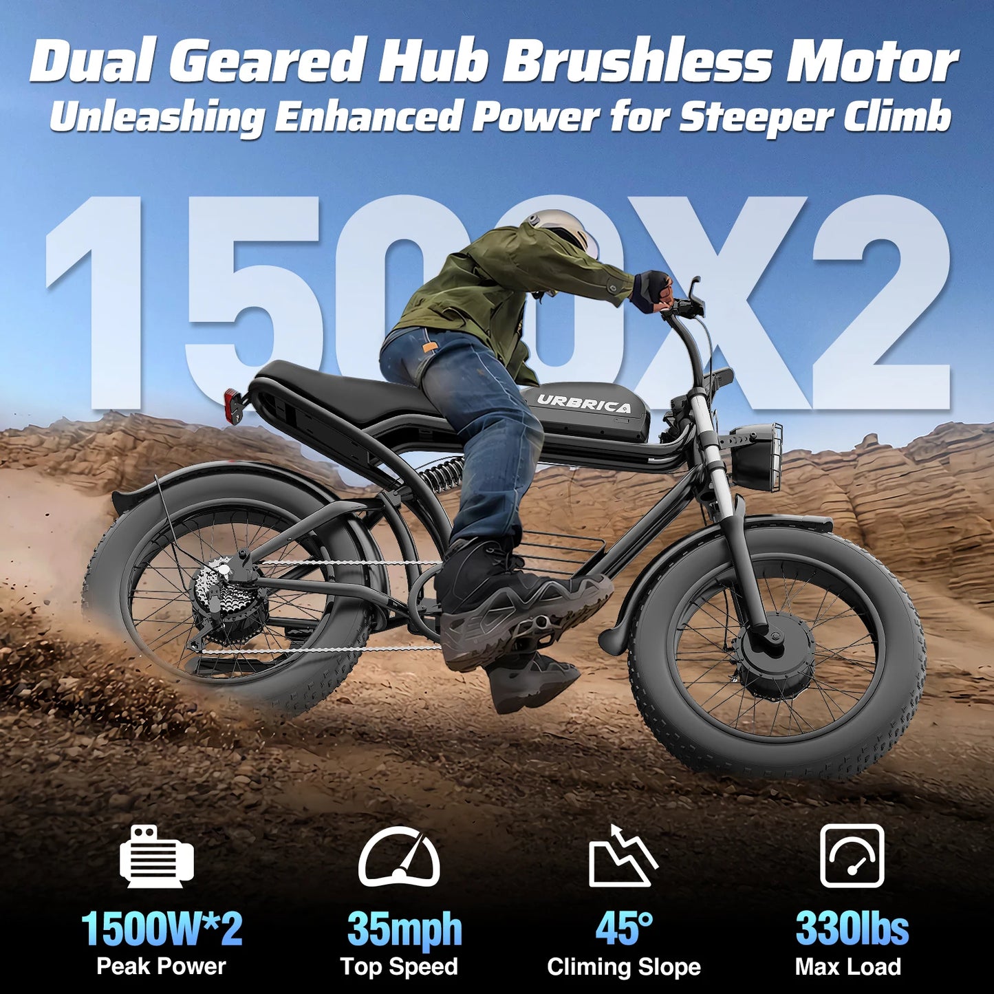 Electric Bike for Adults 3000W 1500W 32MPH 48V 23AH Max 75Miles Electric Motorcycle