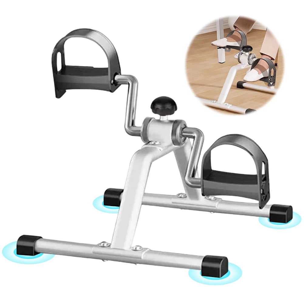 Folding Portable Foot Pedal Exerciser with Adjustable Resistance Stationary Exercise Bike for Indoor Physical Therapy