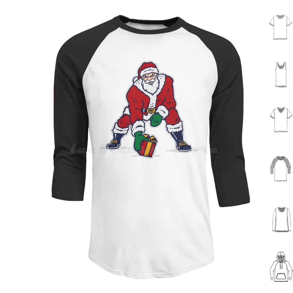 Old School Patriots Santa Logo Hoodies Long Sleeve Santa Santa Claus Christmas Football