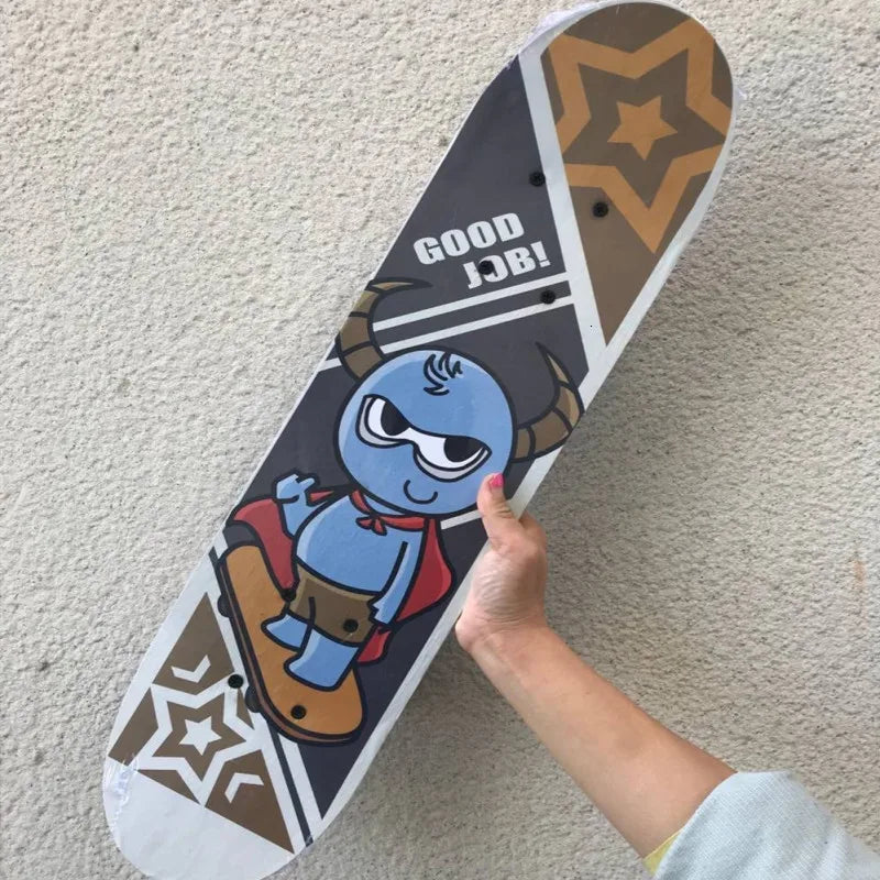 60CM Kids Skateboarding Cartoon Skateboard Dinosaur Spider Longboard Marple Double Rocker