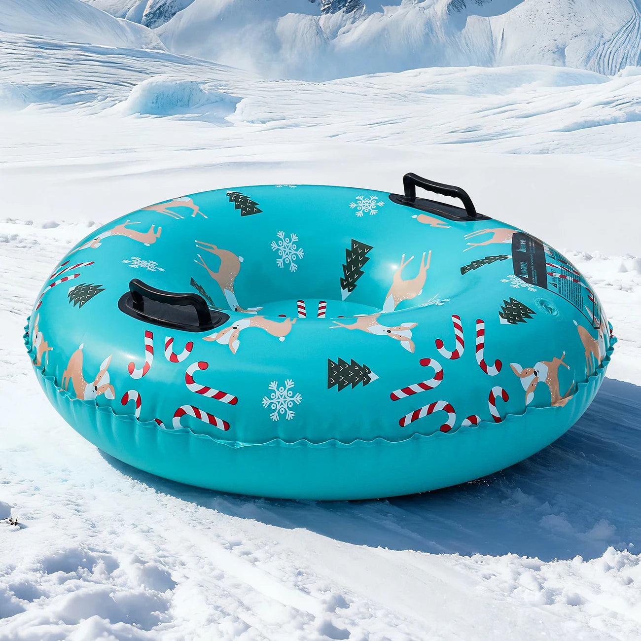 1PC Inflatable Big Snow Sled for Kids and Adults, Thickened Heavy Duty Hard Bottom Sleds Snow with Handles