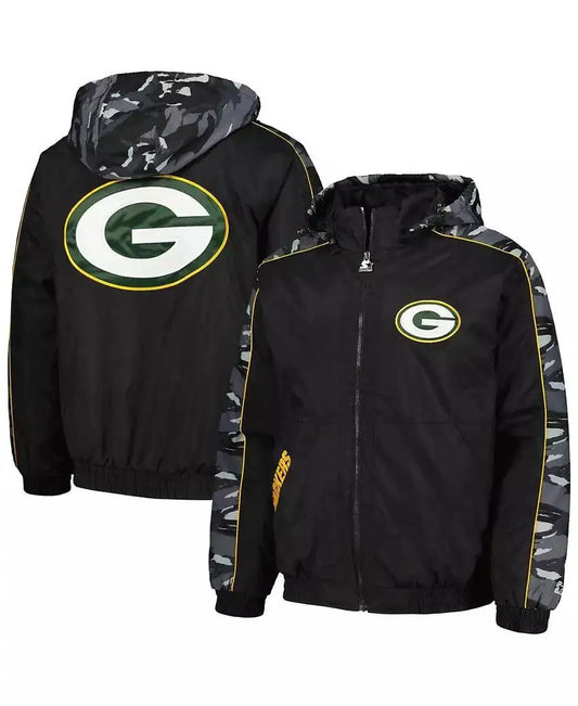 Men's Green Bay Packers Full-Zip Hoodie Gridiron Performance Jacket Officially Licensed NFL Sportswear Team Colors