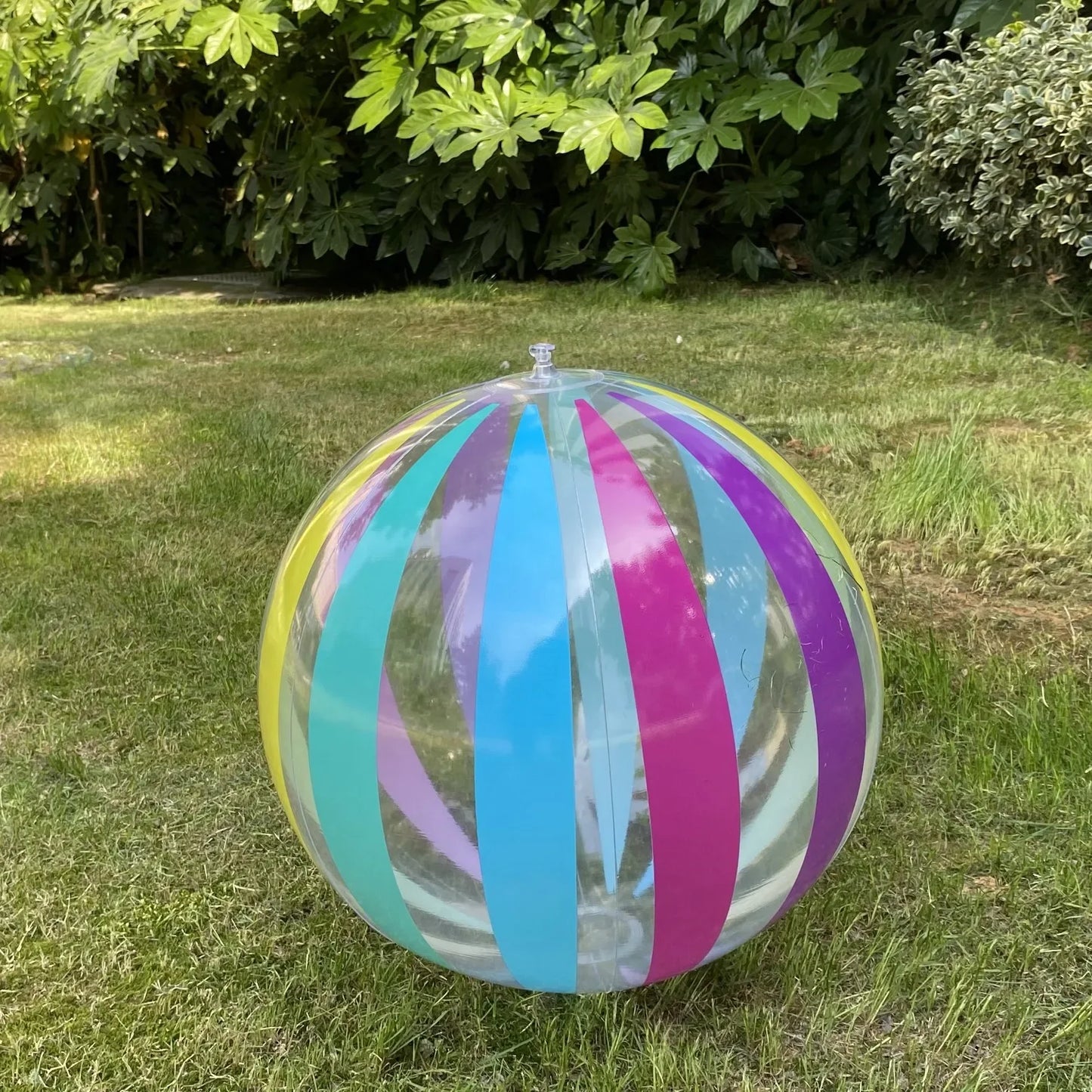 1pc 10.62-inch colored striped transparent  inflatable beach ball,