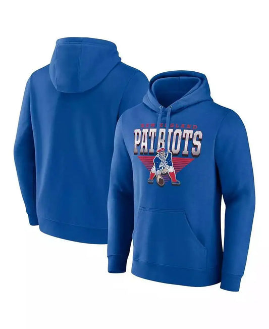 Men's Royal New England Patriots Chrome Geometric Pullover Hoodie for Training Exercise Sportswear