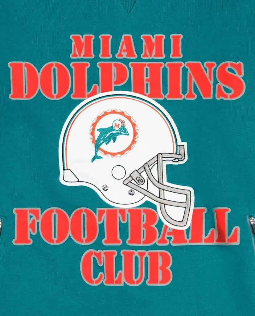 Starter | Men's Miami Dolphins Crew Neck Sweatshirt With Zip Pockets In Aqua