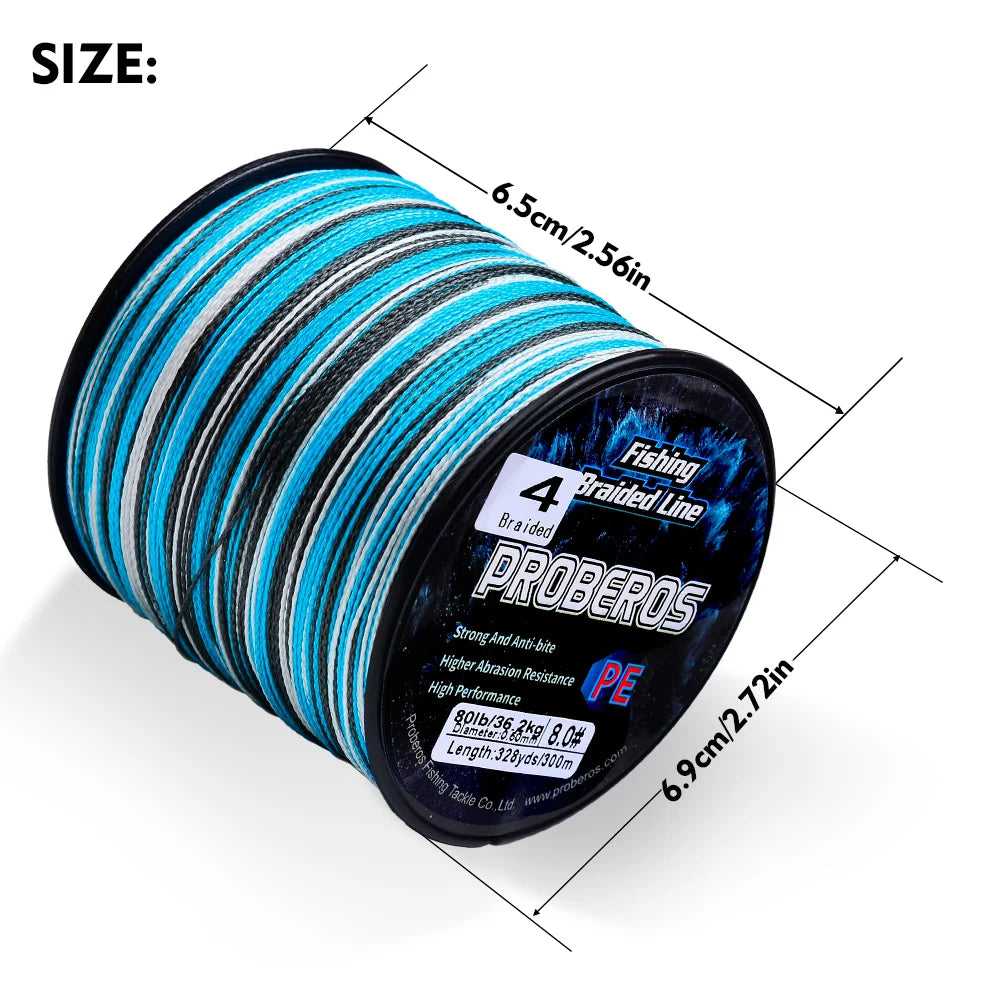 PROBEROS 300M 4 Strands Braided Multifilament Fishing Line