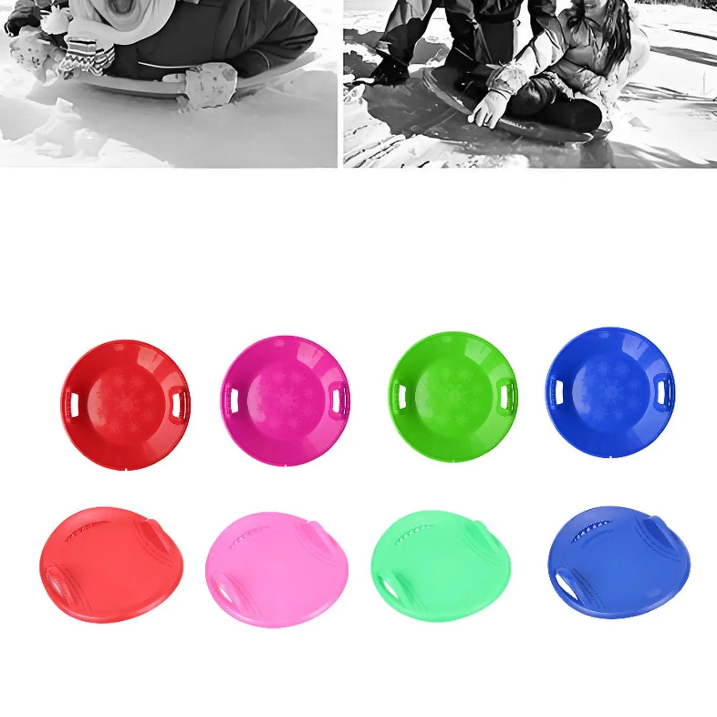 Round Snow Sled Toboggan Grass Sliding Sled Skiing Board Snow Luge Sledge for Boys Girls Kids