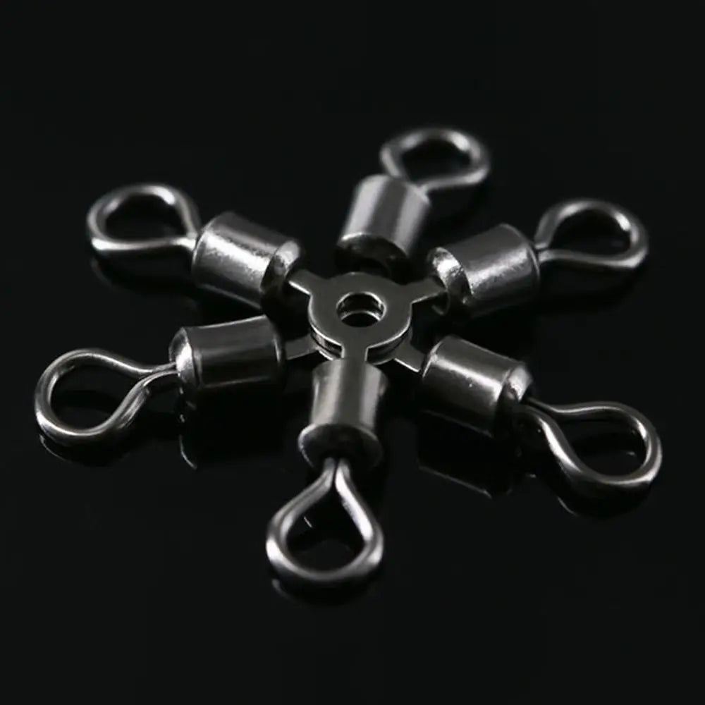 20Pcs/Lot Durable Stainless Steel Fishing Rolling Swivels Connector 3 Way Solid Rings