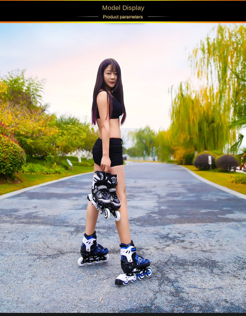 Adult the Skating Shoes Student Flash Adjustable Roller Skates  Foam Wheel Men and Women