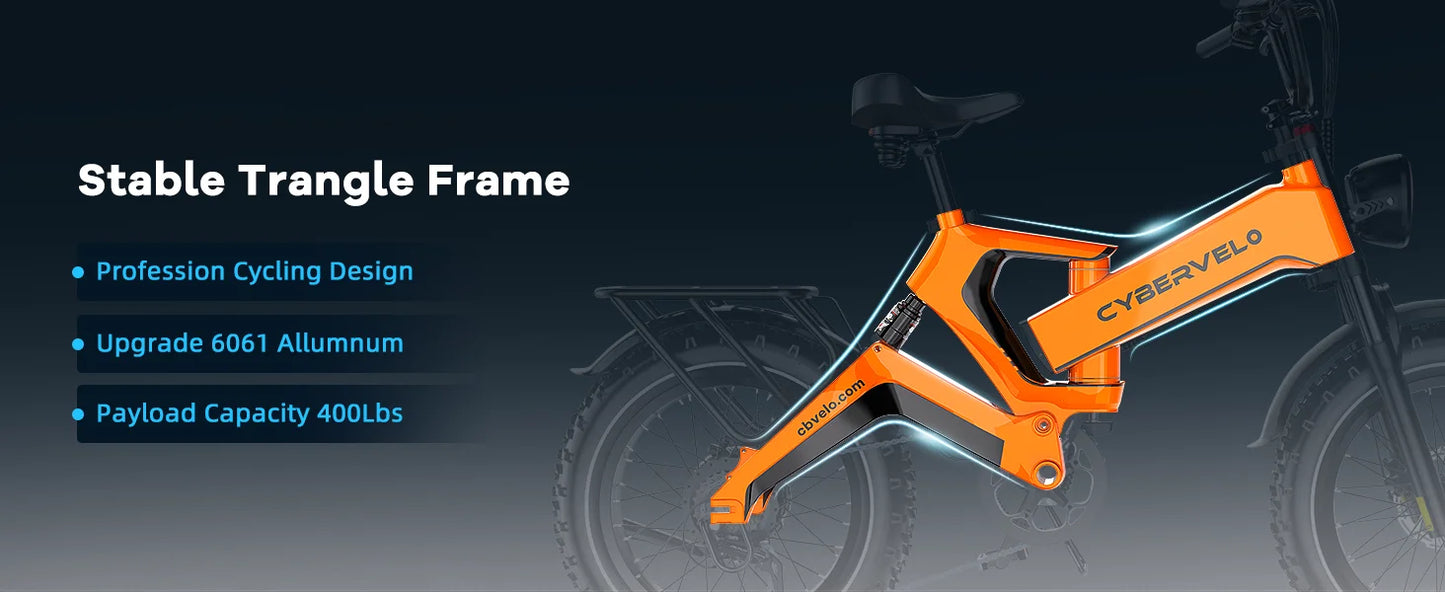 1000W(Peak 2000W)Folding Electric Bike for Adults,35MPH 100Mile,48V 25Ah Removable Battery