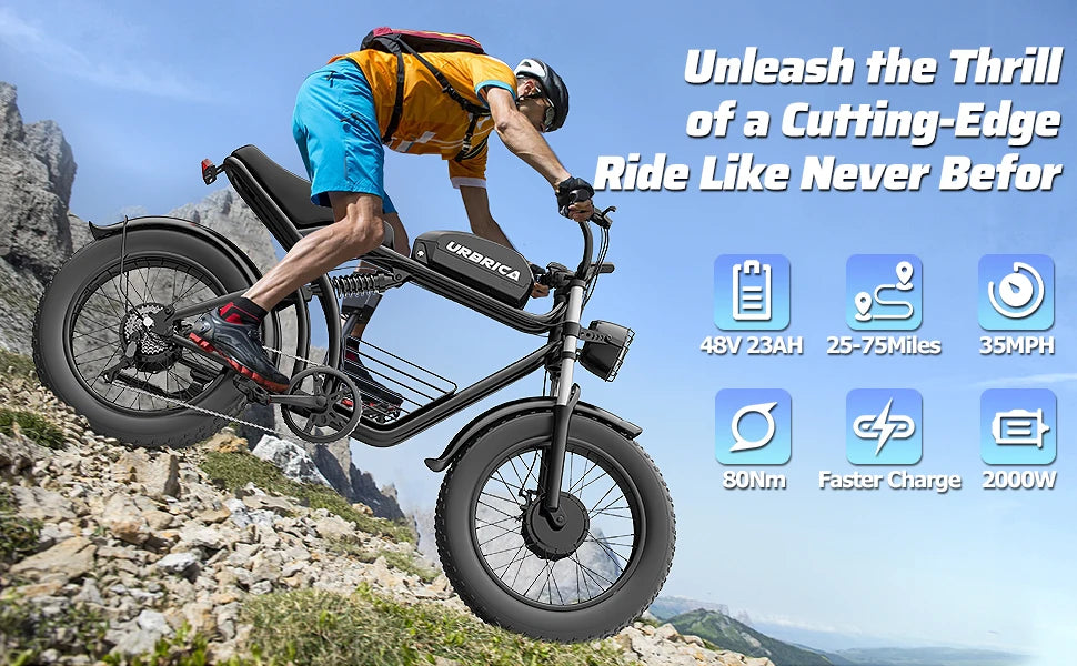 Electric Bike for Adults 3000W 1500W 32MPH 48V 23AH Max 75Miles Electric Motorcycle