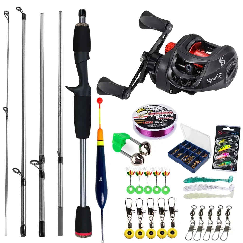 Sougayilang Baitcasting Fishing Rod and Reel Combo 5Section Fishing Rod