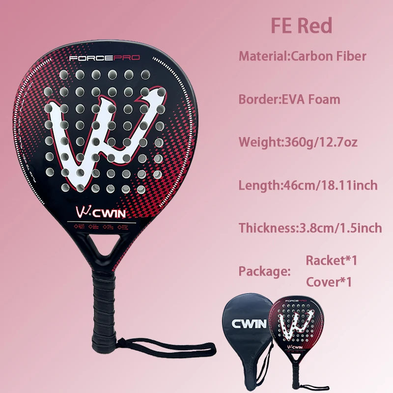 Cwin Paddle Racket Carbon Fiber Soft EVA Face for Adult Prefessional Training Tennis Paddle