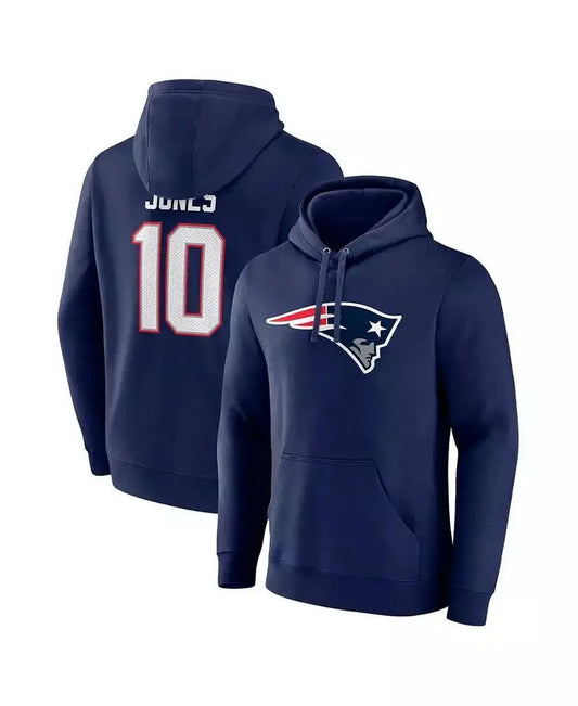 Men's Mac Jones Navy New England Patriots Big and Tall Fleece Name and Number Pullover Hoodie by Fanatics