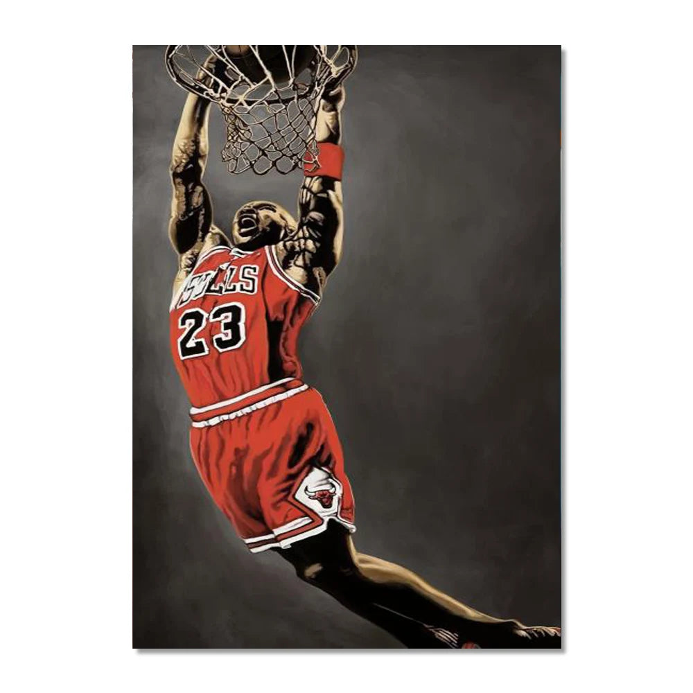 World Basketball Celebrities Wall Art Poster Dunk Mural Modern Home Decor Canvas
