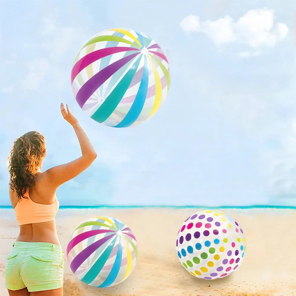 1pc 10.62-inch colored striped transparent  inflatable beach ball,