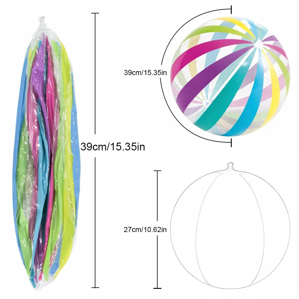 1pc 10.62-inch colored striped transparent  inflatable beach ball,