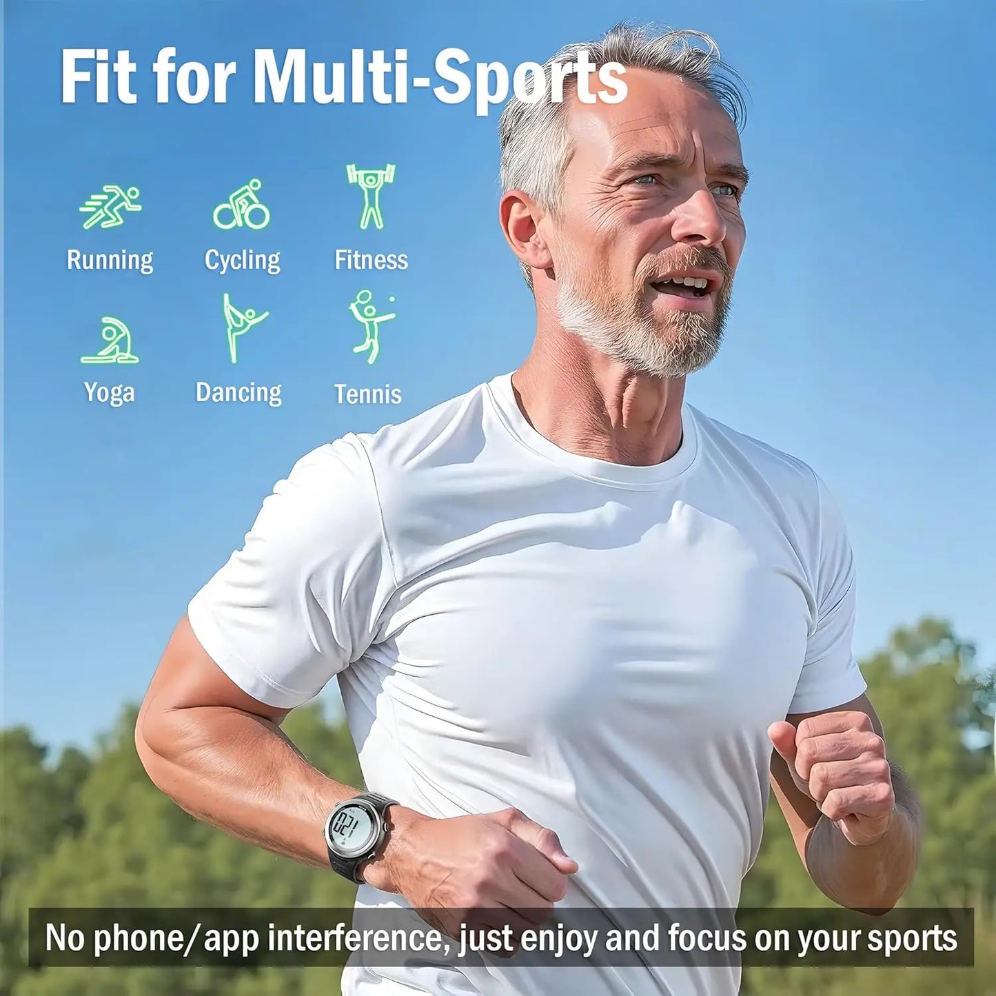 50M Waterproof Heart Rate Monitor Sport Fitness Watch Men Women Outdoor Cycling Sport Wireless With Chest Strap Heart Rate