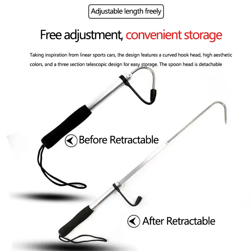 Telescopic Fish Gaff Hook,About 28-60cm Stainless Steel Ice Sea Fishing