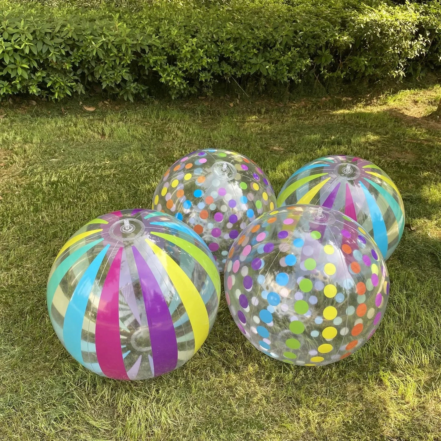 1pc 10.62-inch colored striped transparent  inflatable beach ball,
