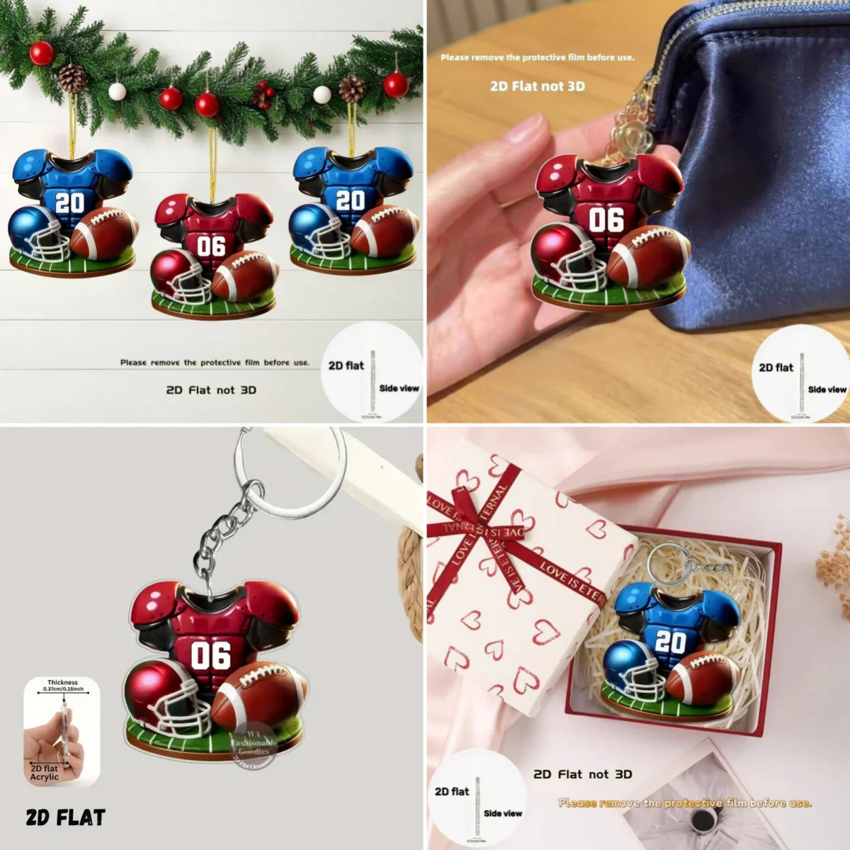 American Football Pendant Keychain
