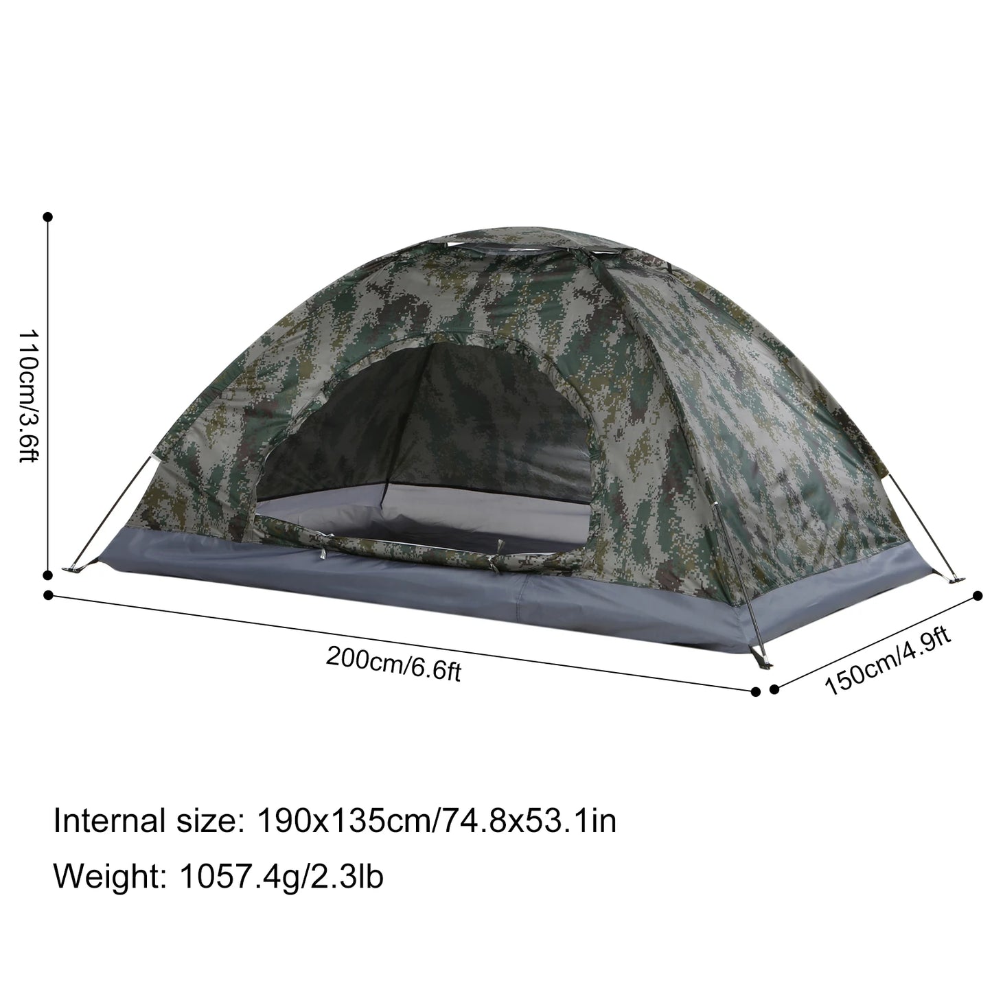 Tomshoo 1/2 Person Ultralight Camping Tent Single Layer Portable Hiking Tent