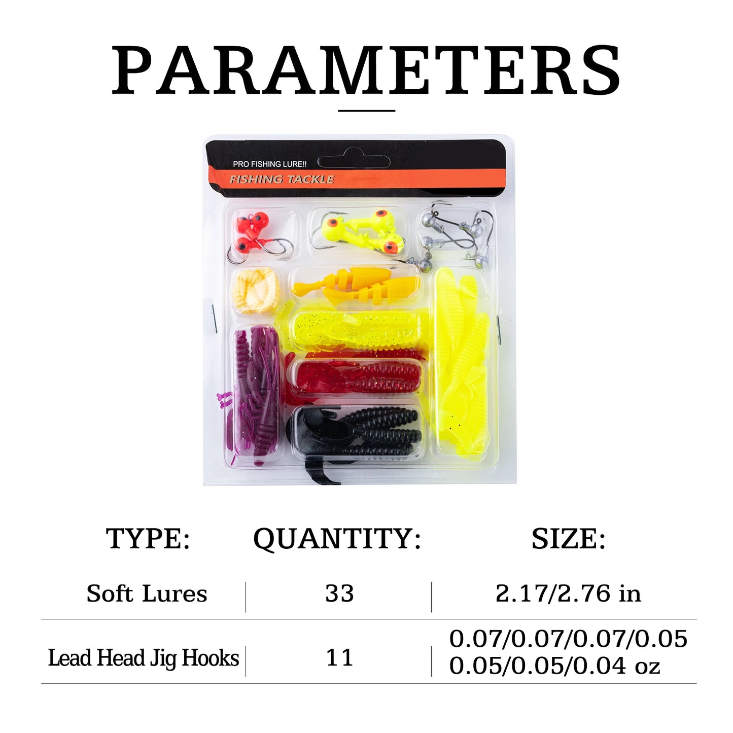 Goture 40pcs/lot Soft Lure Kit Soft Fishing Lure 5cm 0.7g Jig Head Hook 3.2cm 3.5g Fishing Hooks