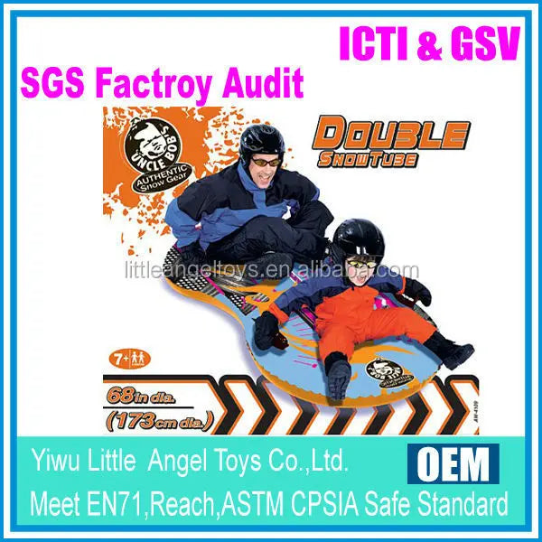 D02 61 Inch Large Double Snow Tube Tubes Sled Winter Inflatable Two Person Fun