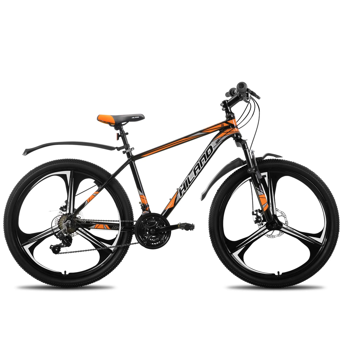 HILAND Mountain Bike, 3 Spokes, 18 Speeds Drivetrain, Aluminum Frame 26 Inch Wheels,