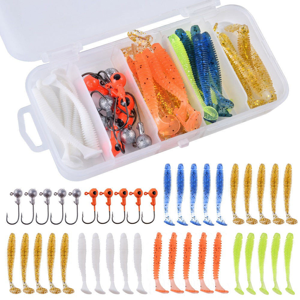 Goture 40pcs/lot Soft Lure Kit Soft Fishing Lure 5cm 0.7g Jig Head Hook 3.2cm 3.5g Fishing Hooks