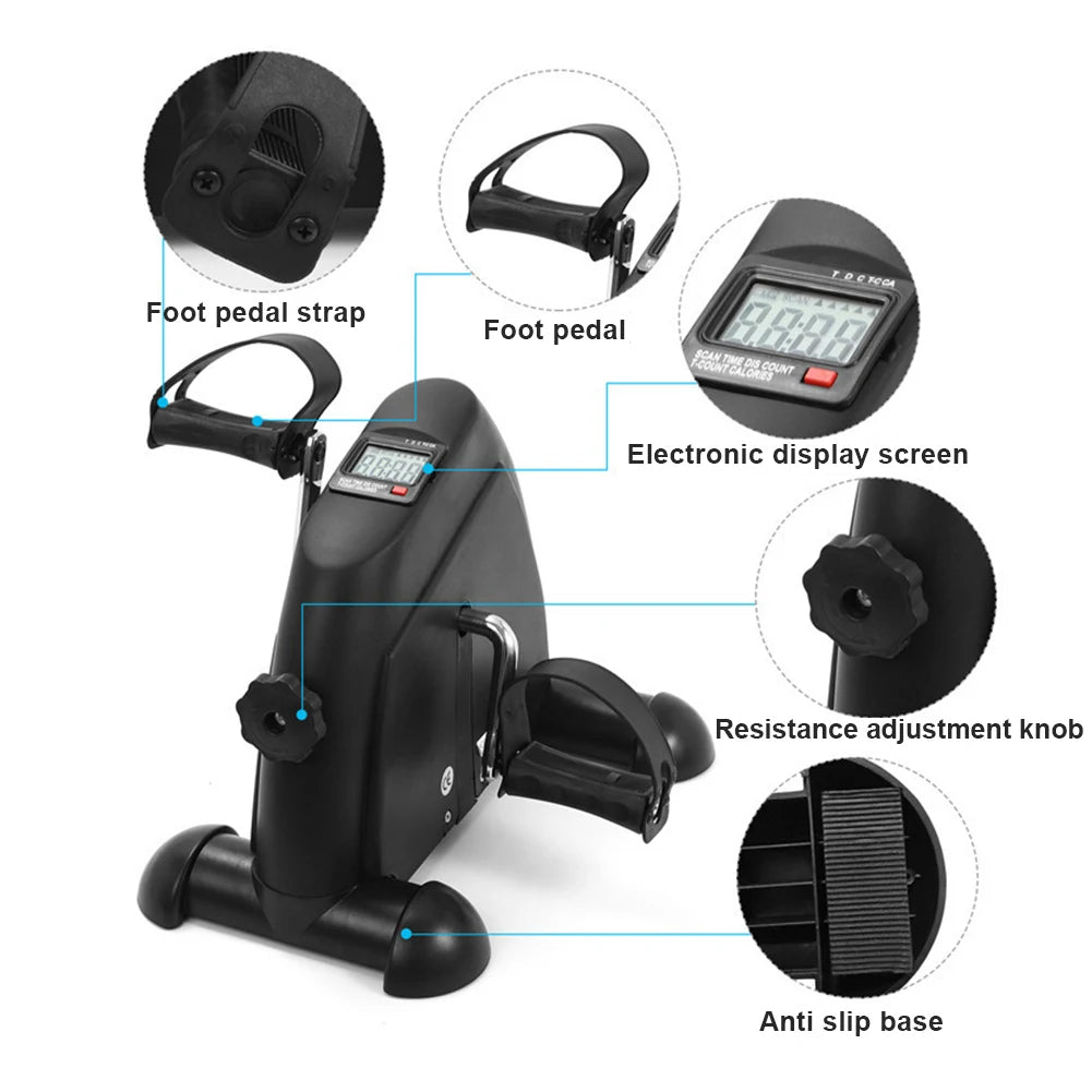 Mini Exercise Bike Arm and Leg Trainer Adjustable  Exercise Machine LCD Display Portable Pedal Trainer for Home Office