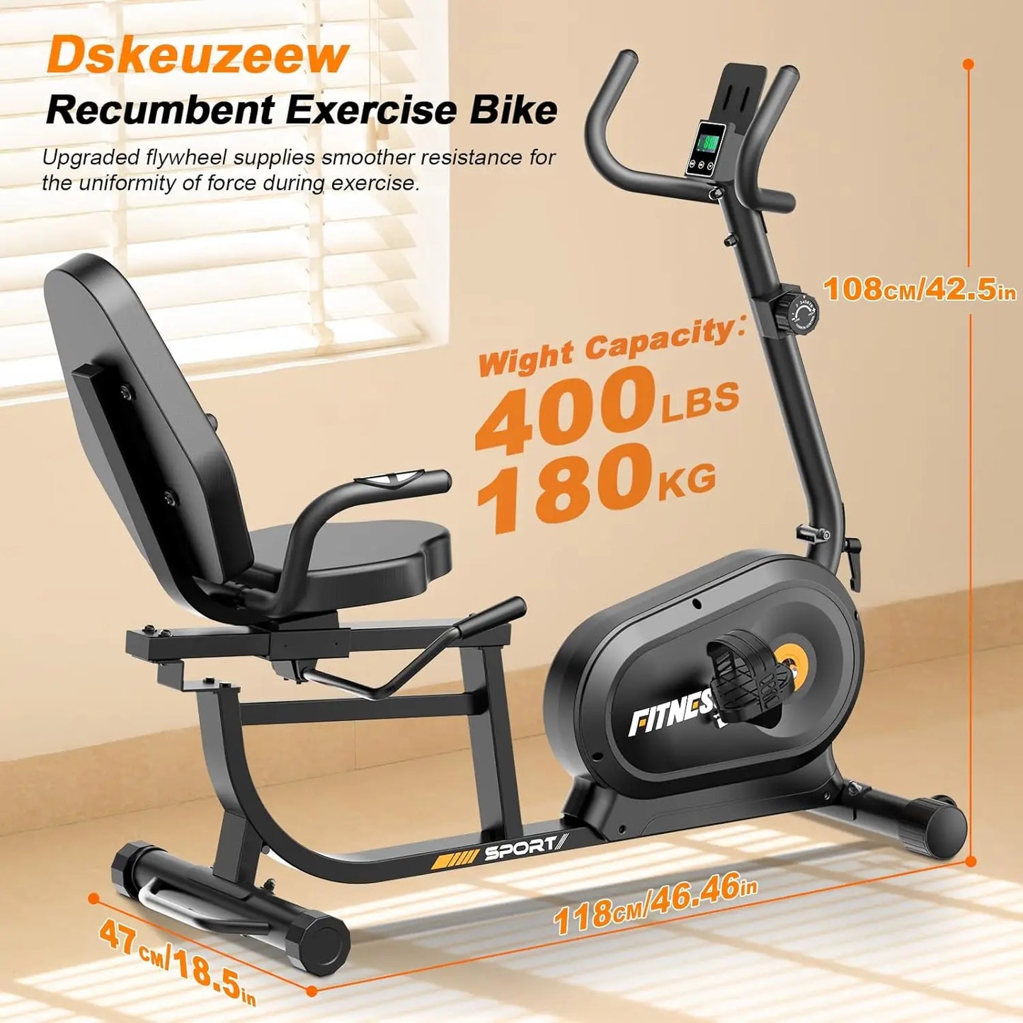 Recumbent Exercise Bike for Adults Seniors, Low-Impact Magnetic Stationary Exercise Bike