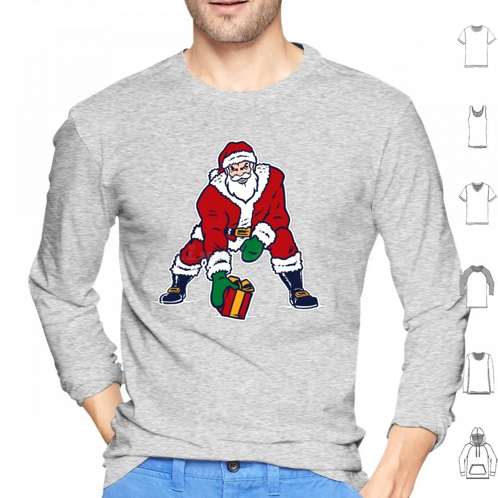 Old School Patriots Santa Logo Hoodies Long Sleeve Santa Santa Claus Christmas Football