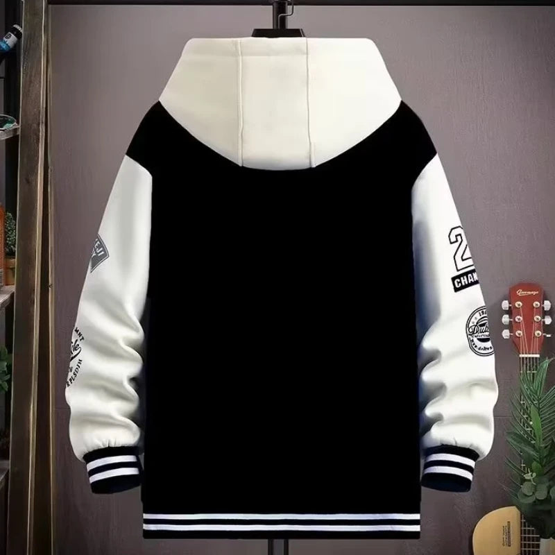 Men's Hooded Baseball Jersey   High Street Fashion Men's Clothing High Quality Coat