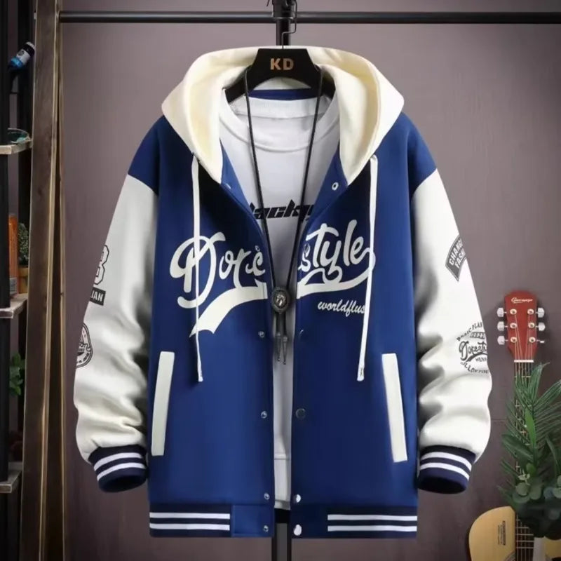Men's Hooded Baseball Jersey   High Street Fashion Men's Clothing High Quality Coat