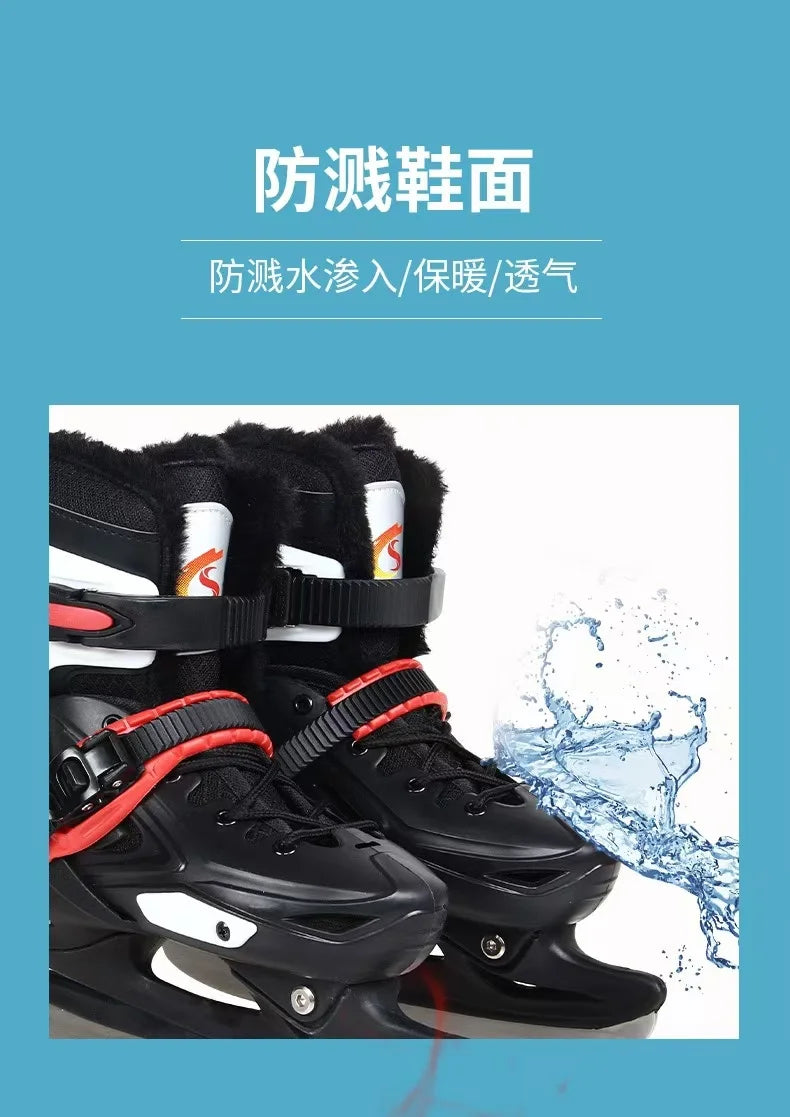 Children's Hardshell Skates, Plus Warm Fleece Speed Skates Shoes, Adult Skates, Real Skates,