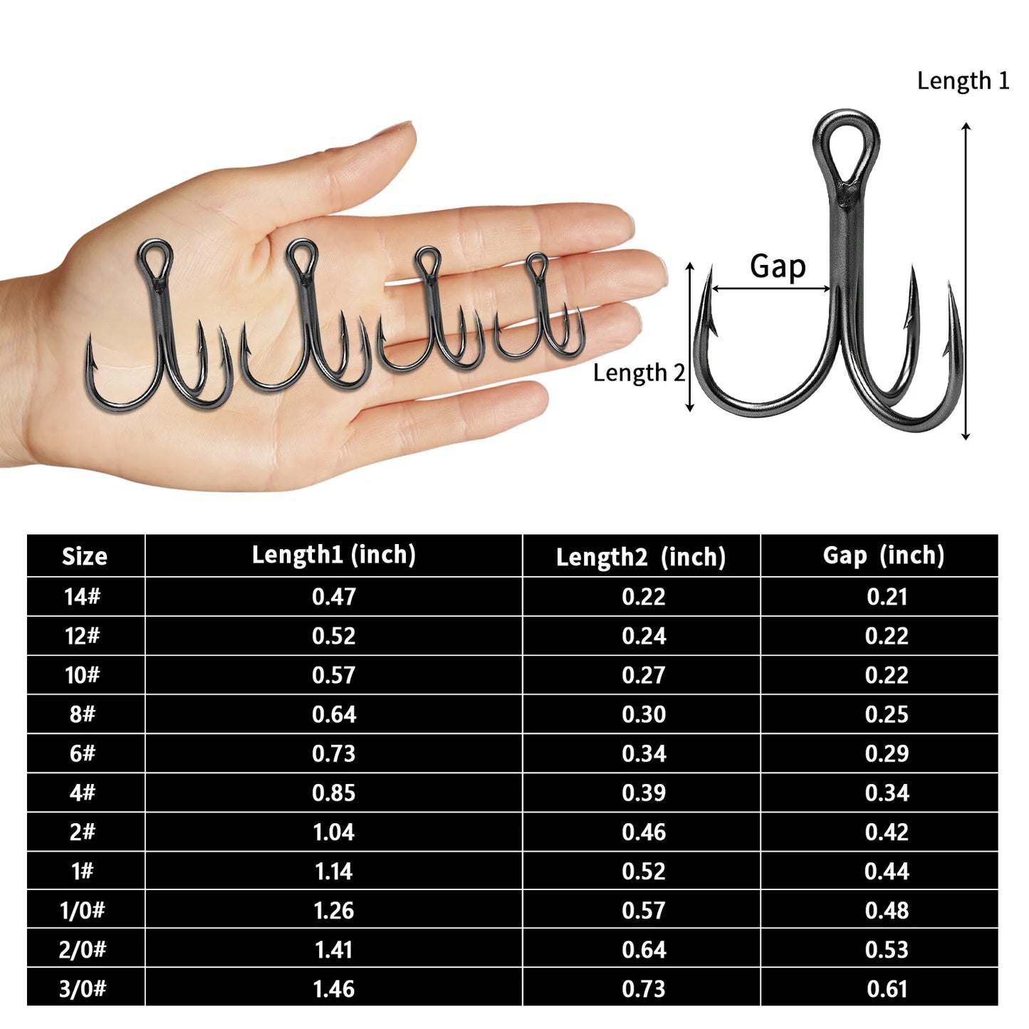 9KM 10Pcs Fishing Treble Hooks 3X Triple Hook Sea Fishing