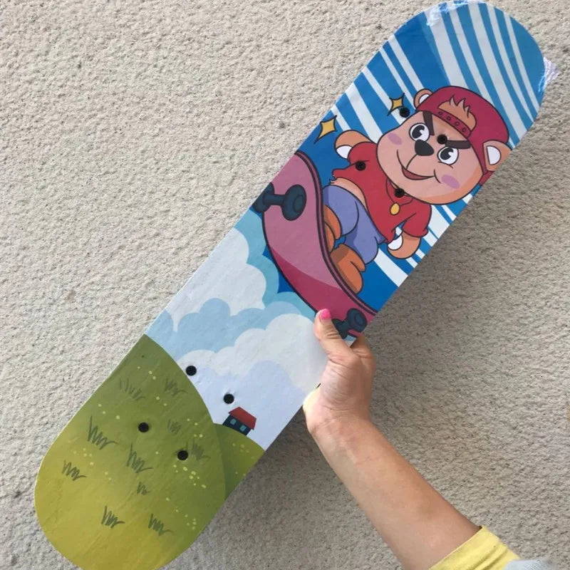 60CM Kids Skateboarding Cartoon Skateboard Dinosaur Spider Longboard Marple Double Rocker