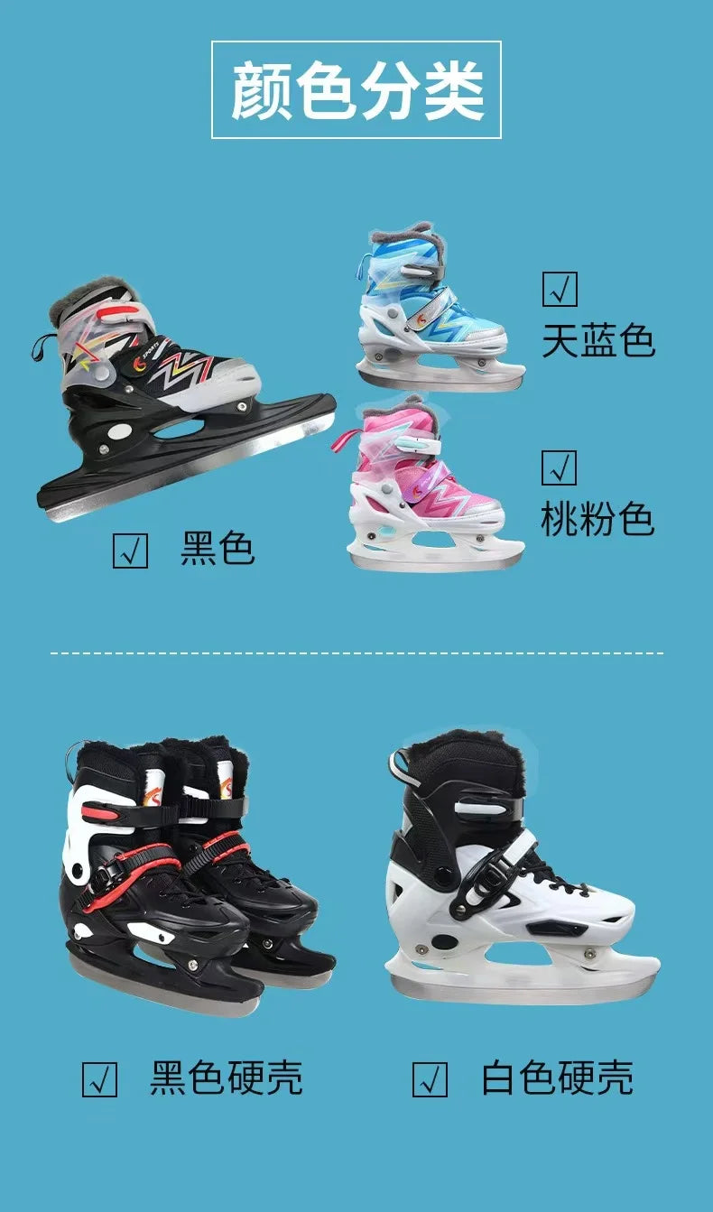 Children's Hardshell Skates, Plus Warm Fleece Speed Skates Shoes, Adult Skates, Real Skates,