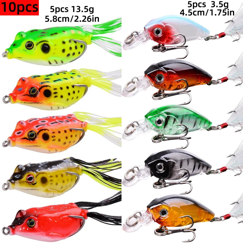 Fishing Lure Kit Soft and Hard Bait Set Gear Layer Frog Minnow Metal Jig Spoon Bait