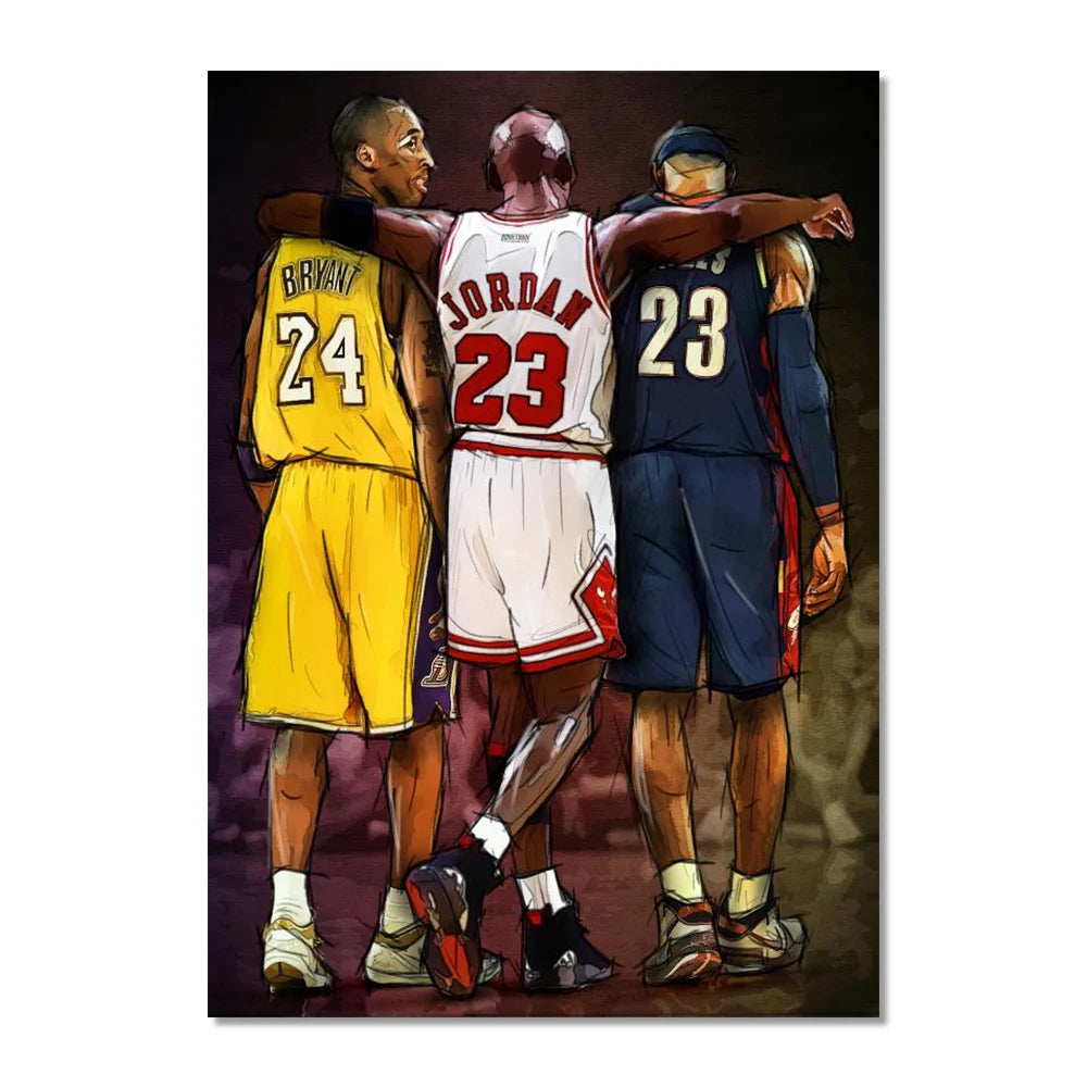 World Basketball Celebrities Wall Art Poster Dunk Mural Modern Home Decor Canvas