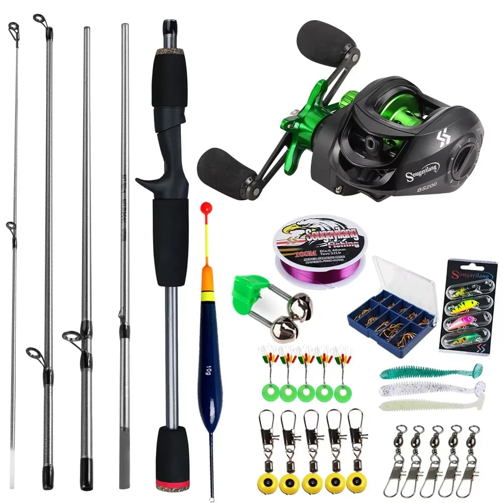 Sougayilang Baitcasting Fishing Rod and Reel Combo 5Section Fishing Rod