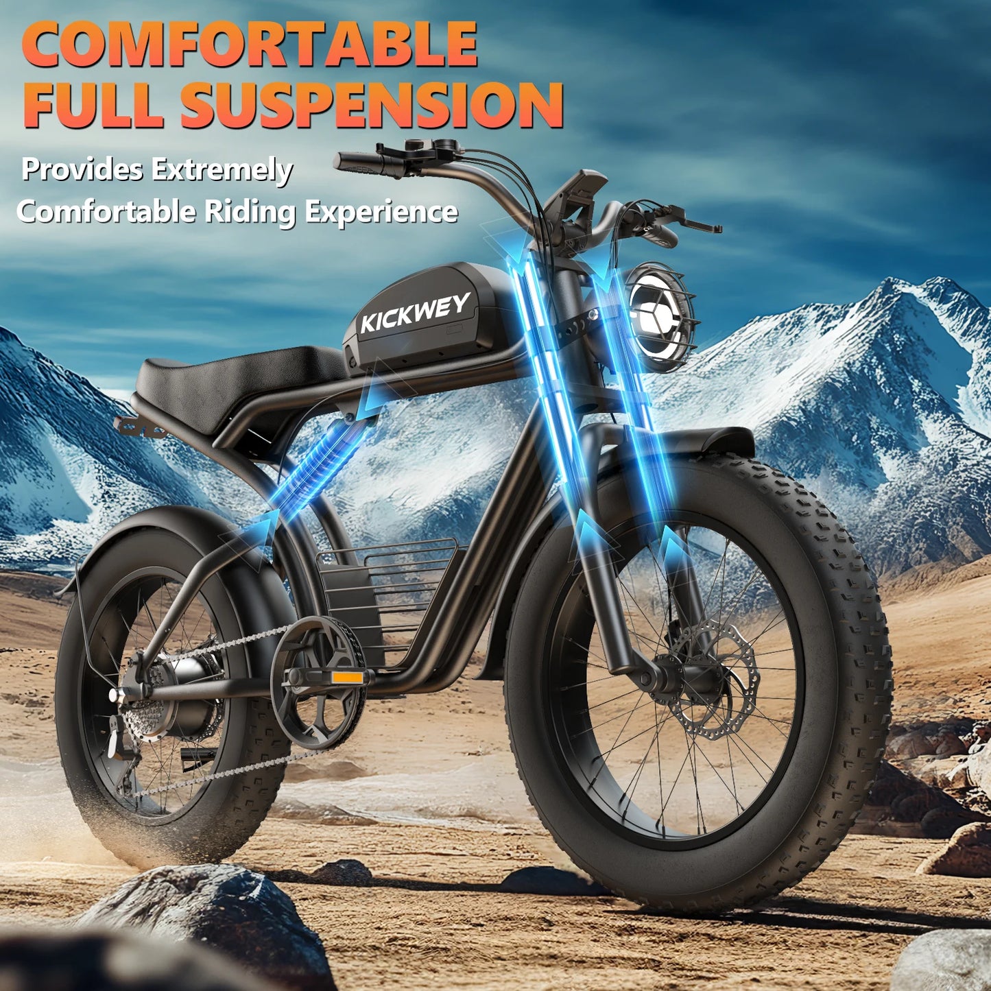Kickwey K7 Electric bike 1500W Motor 48V 23AH Adult Electric bicycle 20 Inch Fat Tire 32MPH 7-Speed