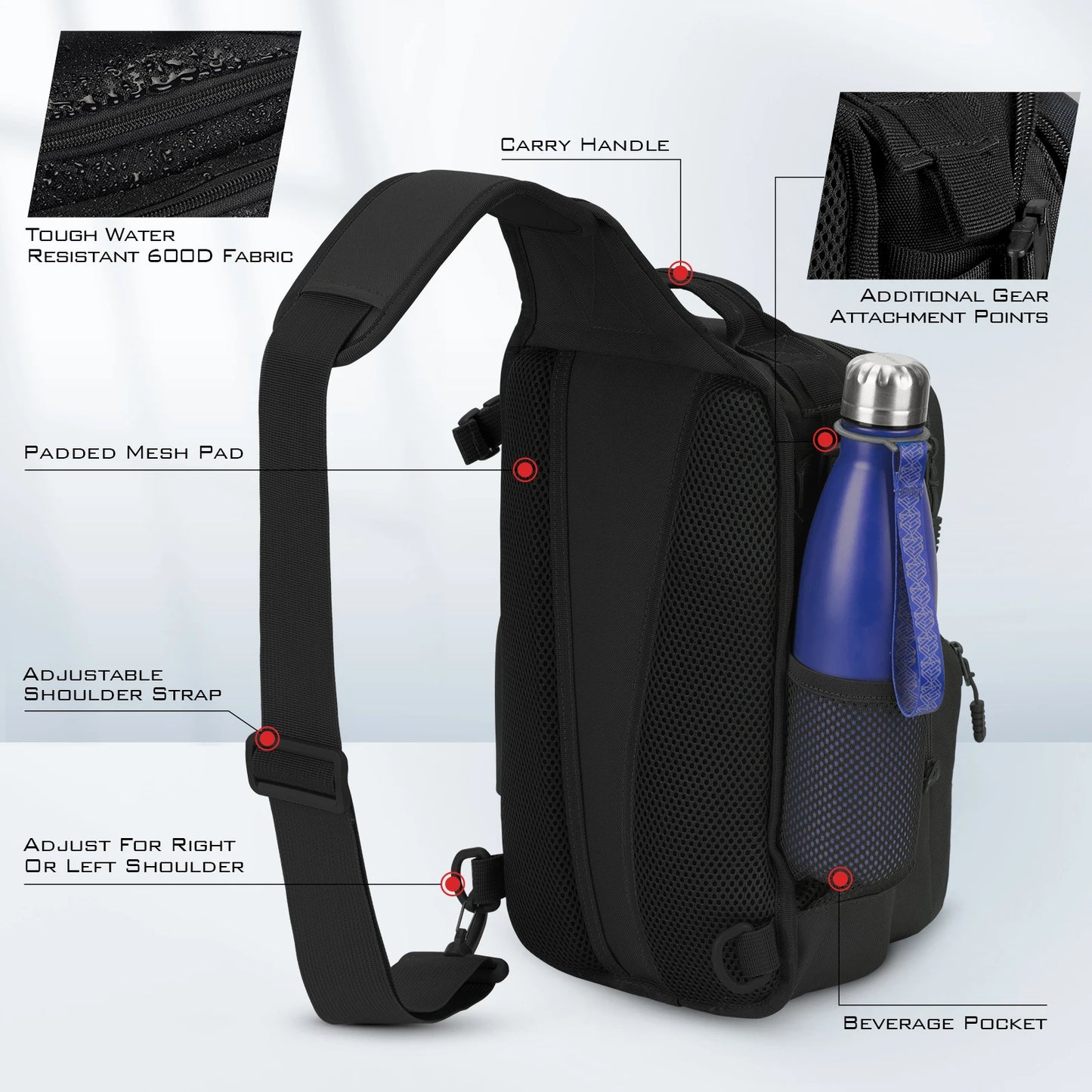 Tactical Fashion Fishing Sling Tackle Bag Lightweight Fishing Backpack